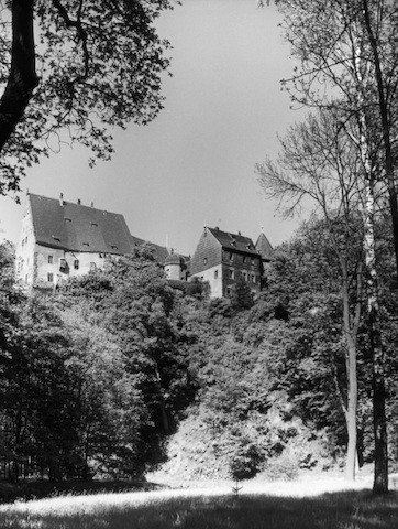 R28015 Schloß Oberreinsberg v d Wiese an der Bobritzsch aus gesehen 